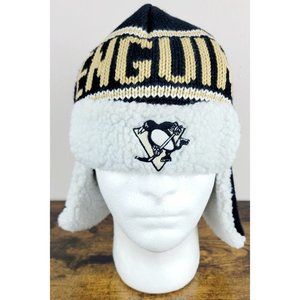 NHL Pittsburg Penquins Cap Hat Sherpa Ear Flap Winter Hat Football Bomber